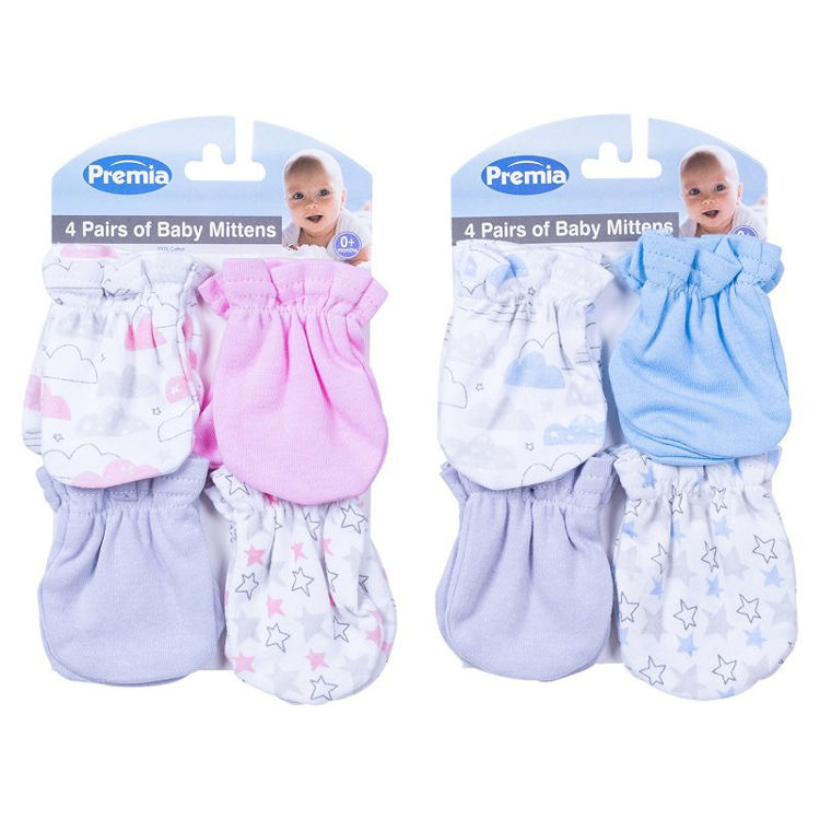 Picture of FS706: 7062-BABY 4PK SCRATCH MITTENS,PINK & GREY